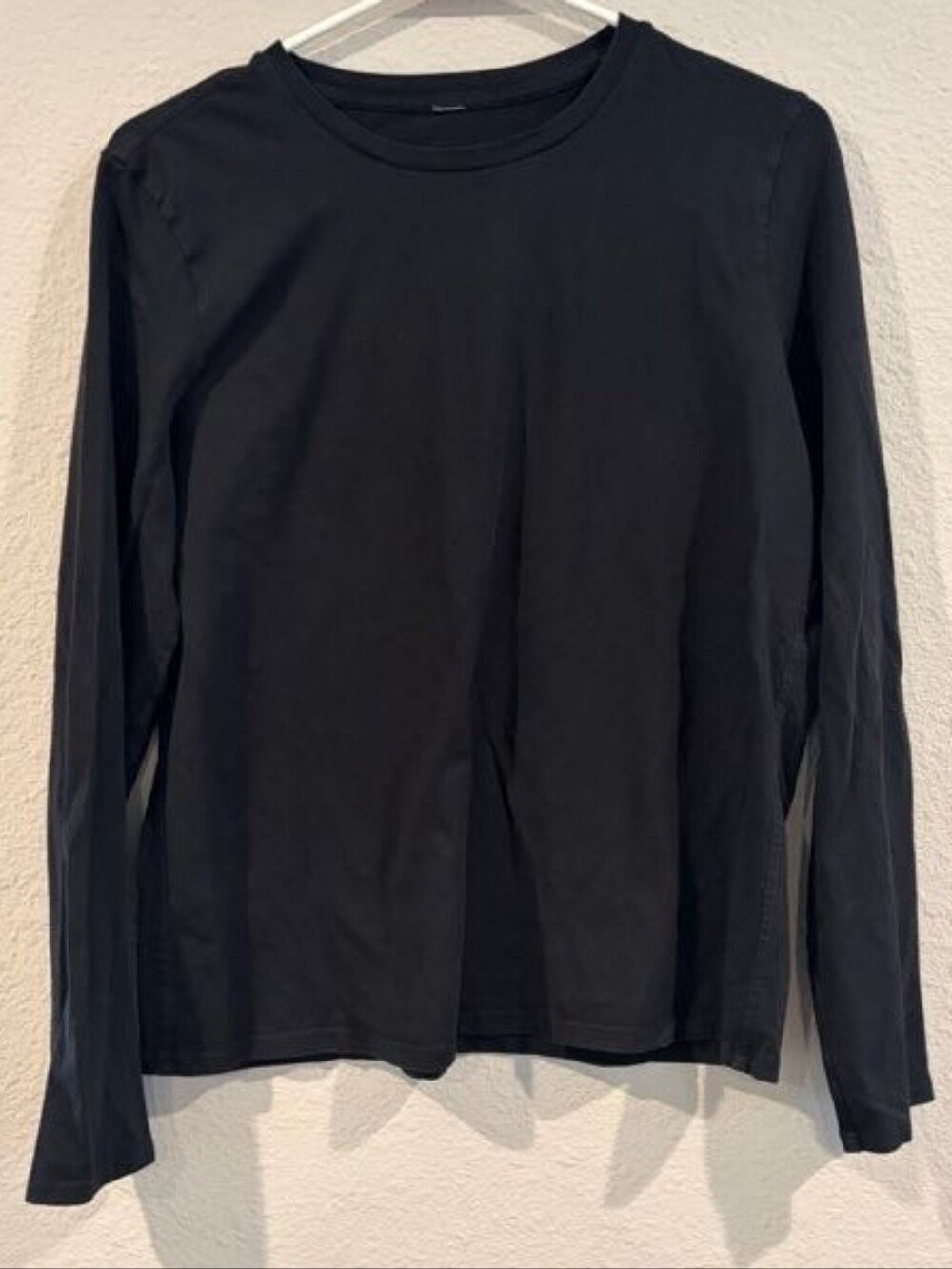 Lululemon Womens Classic Casual Black Cotton Long Sleeve Crewneck T Shirt Size 8
